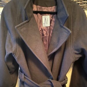 JONES NY MAXI BELTED 100% WOOL TRENCH COAT FITS M L XL 12 14 16